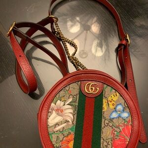 Gucci Red and Green Floral Crossbody Bag